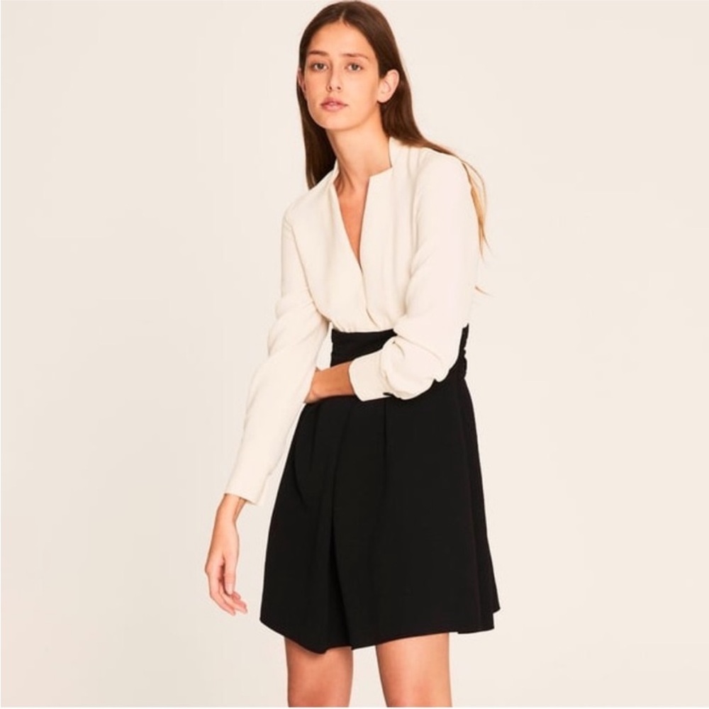 ba&sh Black and Cream Mini Dress